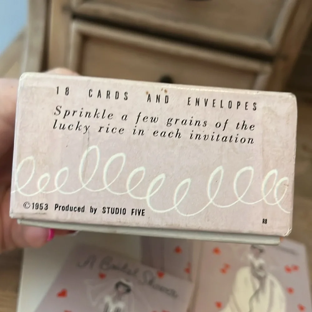 Box of Vintage Bridal Shower Invitations Rosalie Studio Five Bride 1953